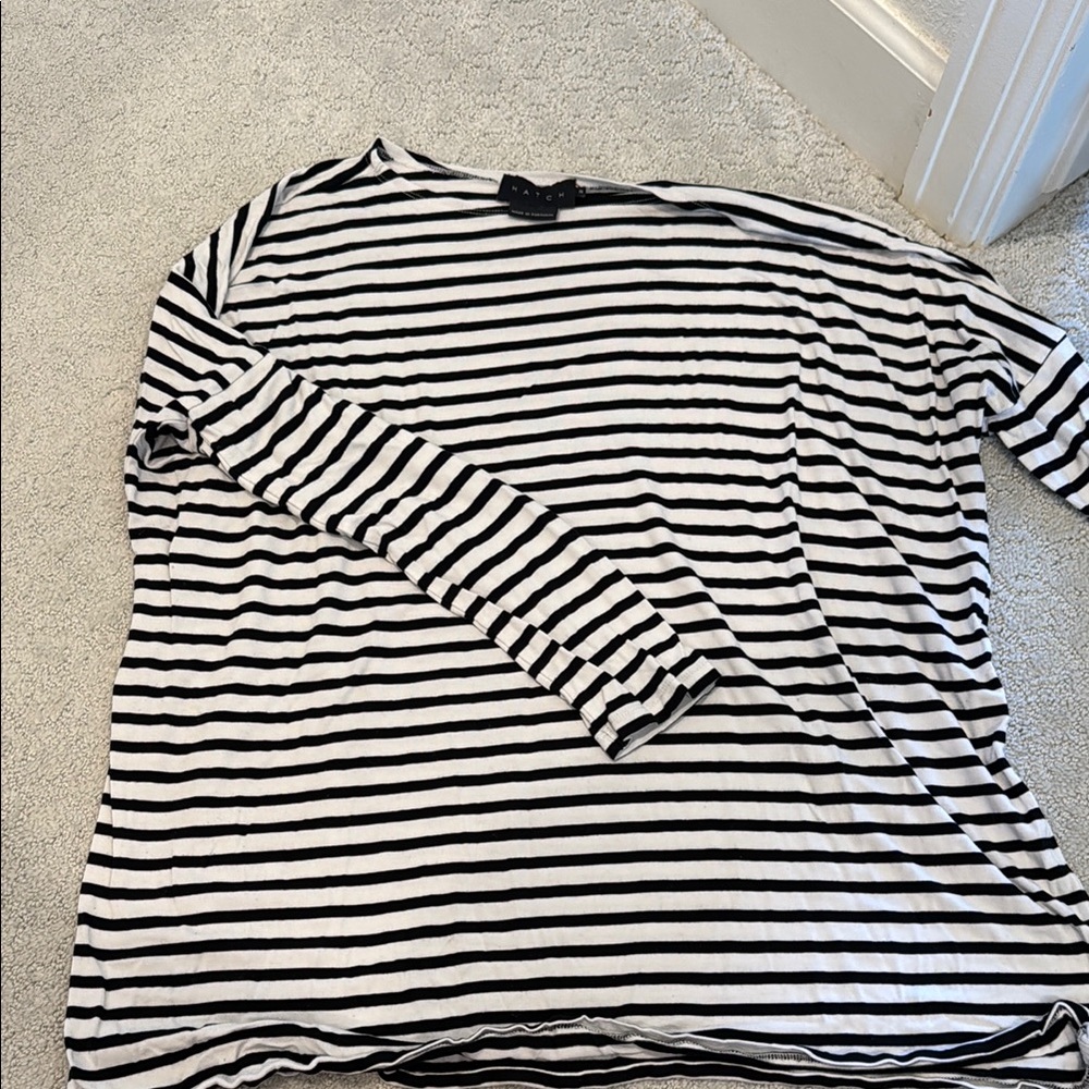 Hatch Black and White Long Sleeve Tee Classic Stripes